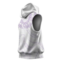 Aloha Lei Onaona Sleeveless Hoodie Purple Hawaiian Tribal Pattern - Polynesian Pride