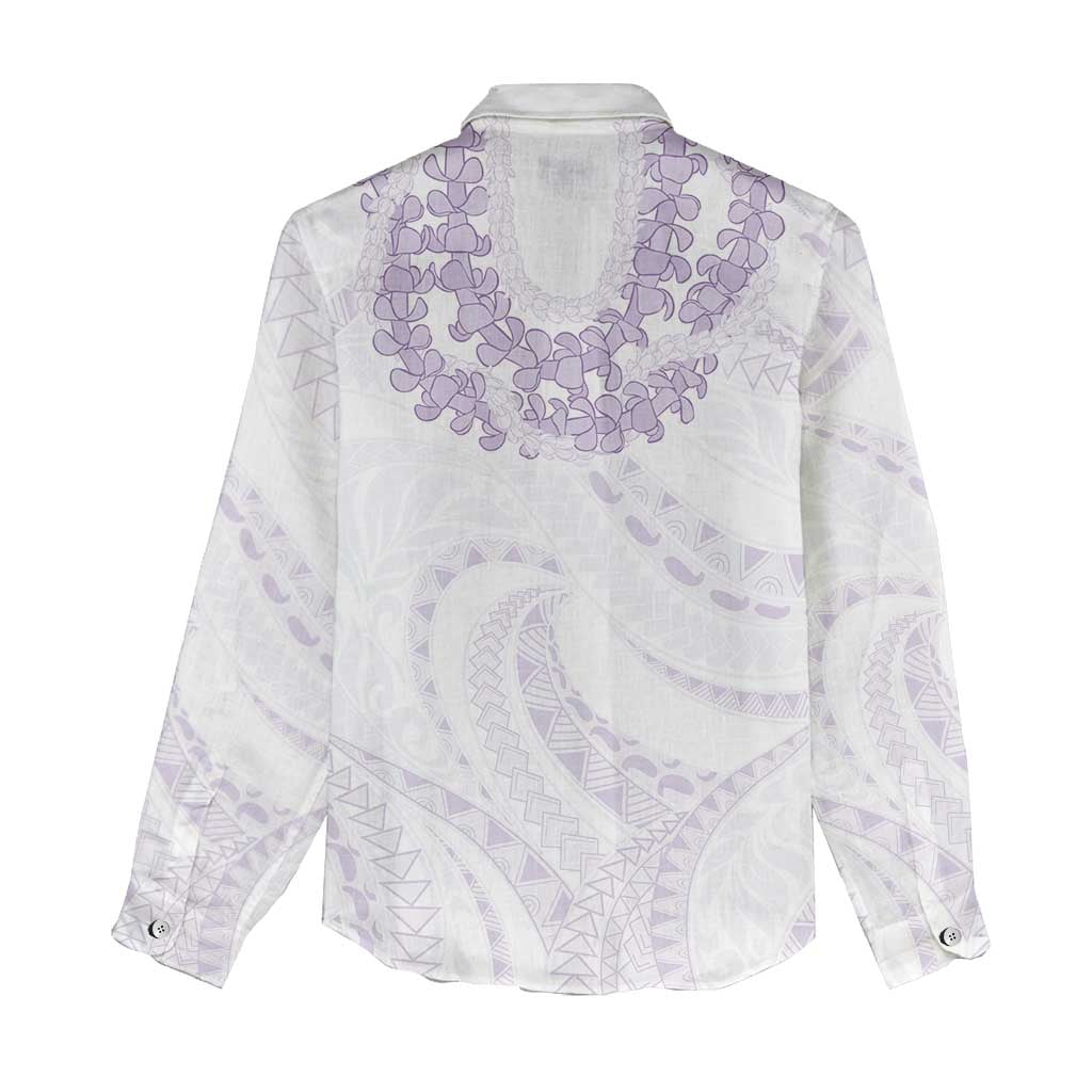 Aloha Lei Onaona Women Casual Shirt Purple Hawaiian Tribal Pattern