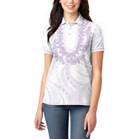 Aloha Lei Onaona Women Polo Shirt Purple Hawaiian Tribal Pattern