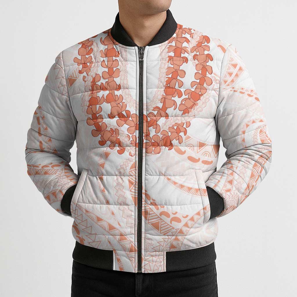 Aloha Lei Onaona Bomber Puffer Jacket Red Hawaiian Tribal Pattern - Polynesian Pride