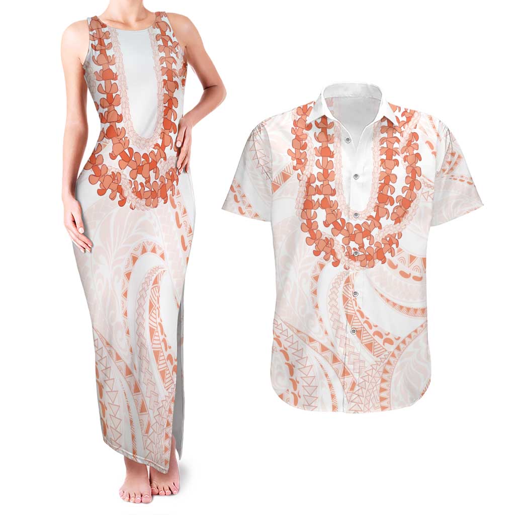 Aloha Lei Onaona Couples Matching Tank Maxi Dress and Hawaiian Shirt Red Hawaiian Tribal Pattern
