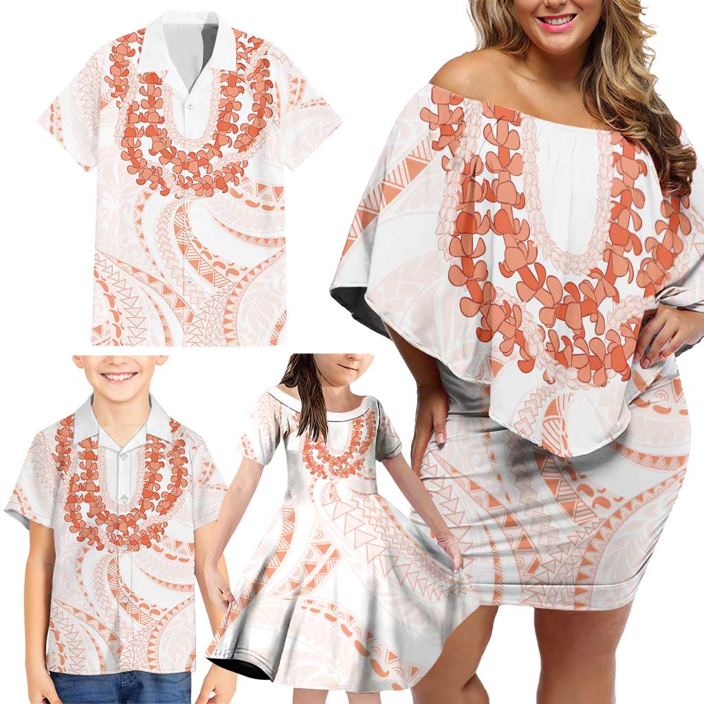 Aloha Lei Onaona Family Matching Off Shoulder Short Dress and Hawaiian Shirt Red Hawaiian Tribal Pattern