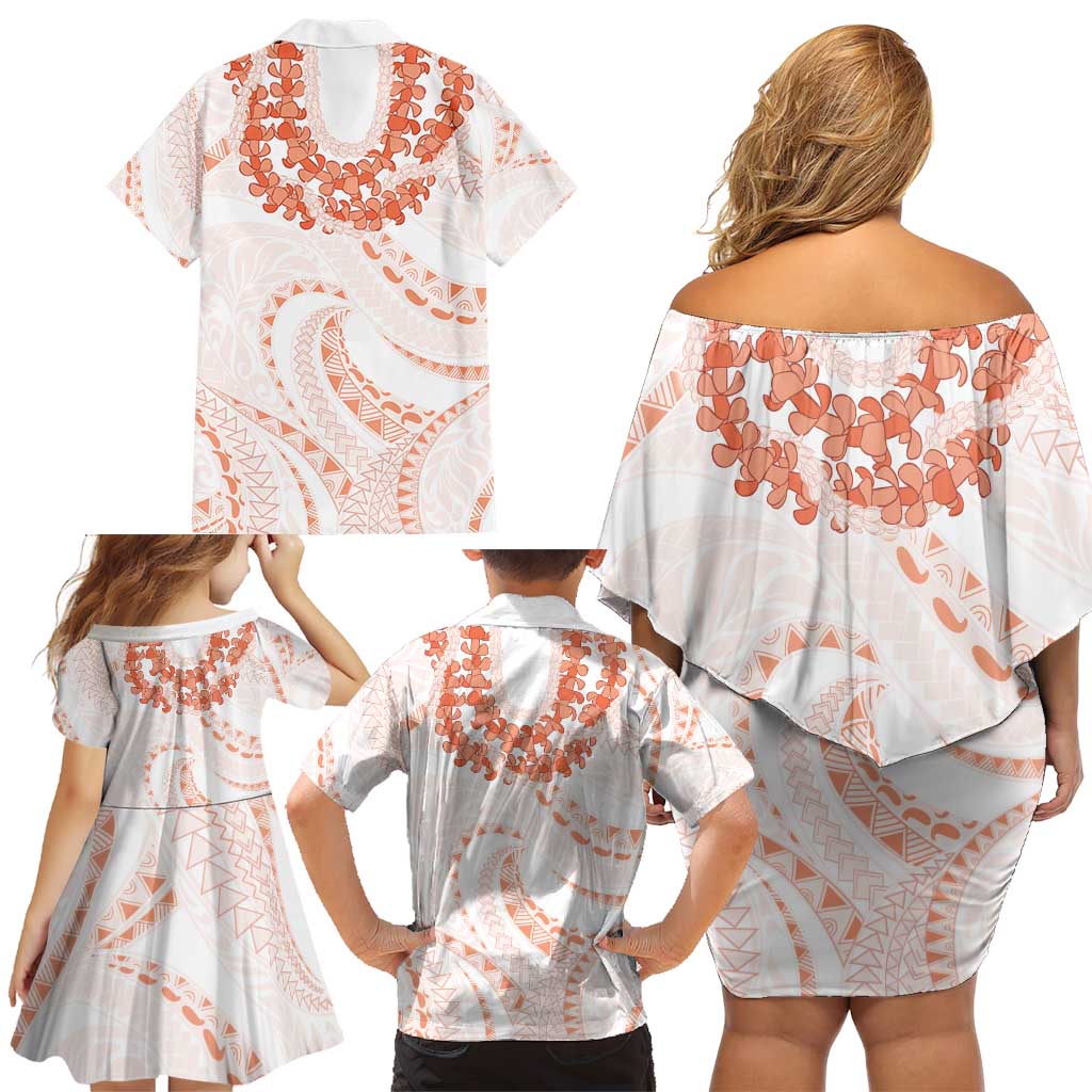 Aloha Lei Onaona Family Matching Off Shoulder Short Dress and Hawaiian Shirt Red Hawaiian Tribal Pattern