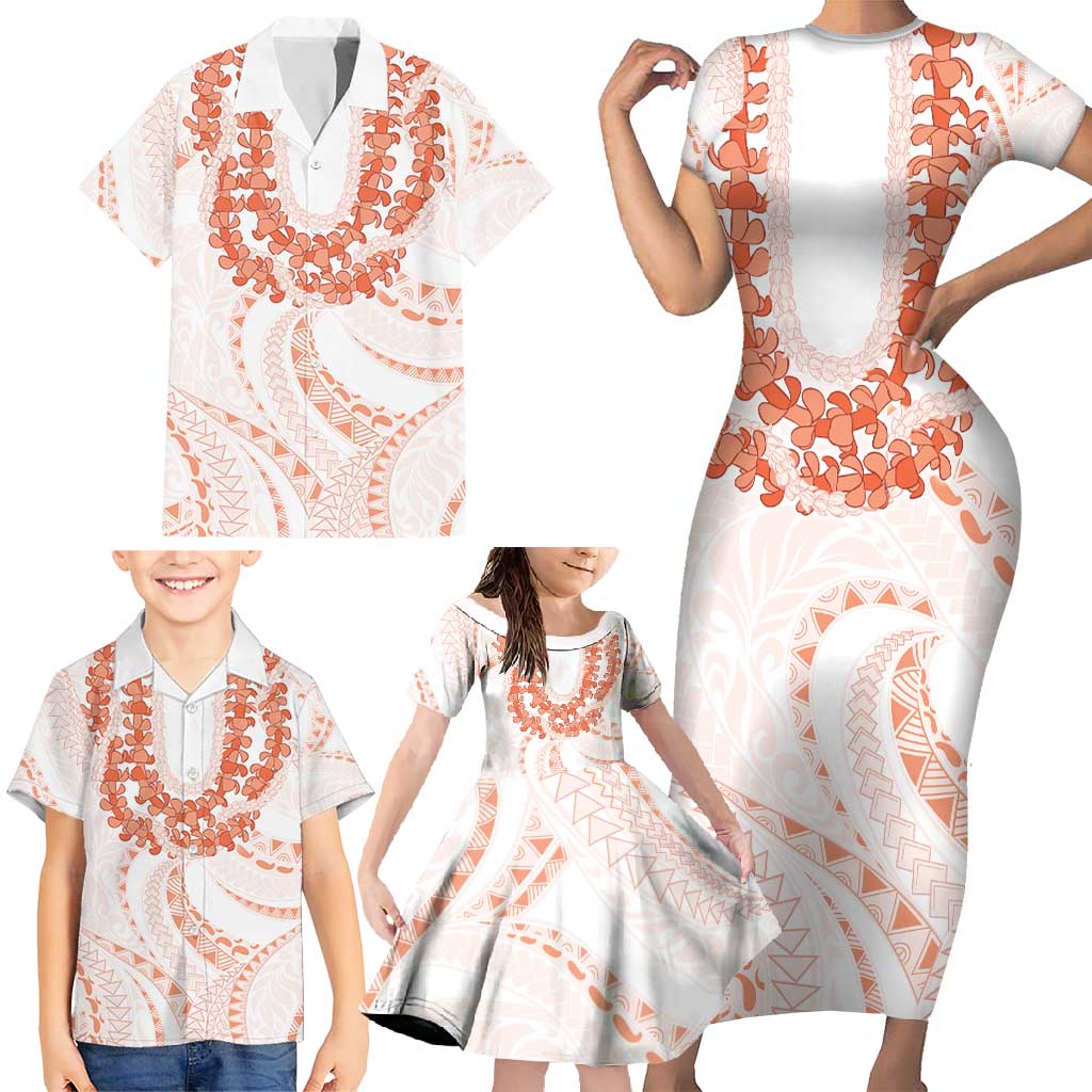 Aloha Lei Onaona Family Matching Short Sleeve Bodycon Dress and Hawaiian Shirt Red Hawaiian Tribal Pattern