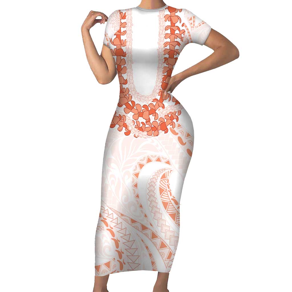 Aloha Lei Onaona Family Matching Short Sleeve Bodycon Dress and Hawaiian Shirt Red Hawaiian Tribal Pattern