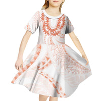 Aloha Lei Onaona Kid Short Sleeve Dress Red Hawaiian Tribal Pattern