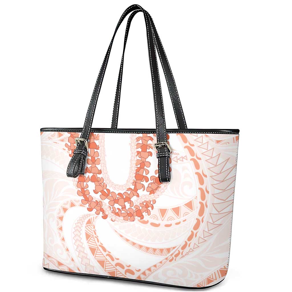 Aloha Lei Onaona Leather Tote Bag Red Hawaiian Tribal Pattern