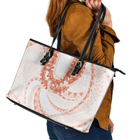 Aloha Lei Onaona Leather Tote Bag Red Hawaiian Tribal Pattern