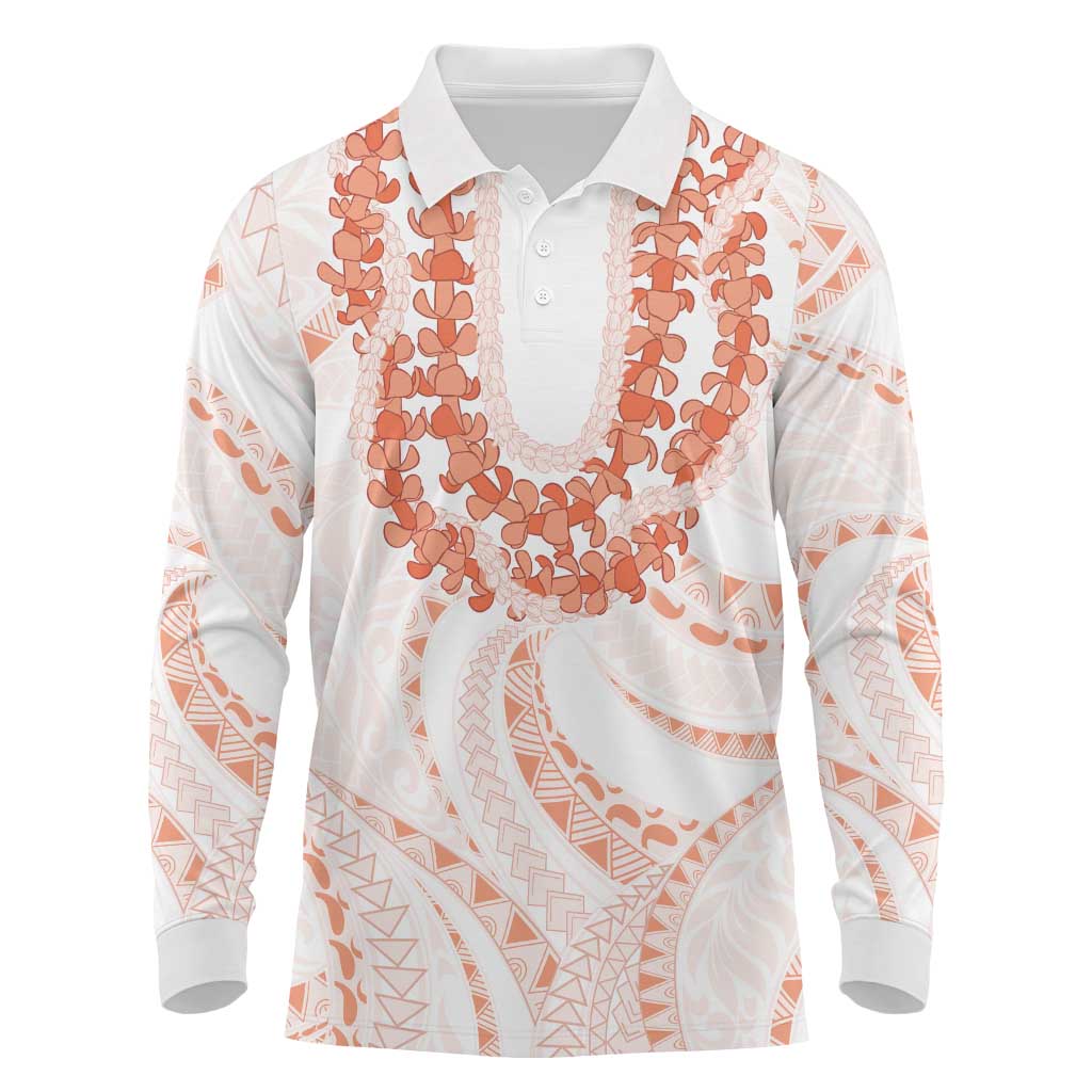 Aloha Lei Onaona Long Sleeve Polo Shirt Red Hawaiian Tribal Pattern
