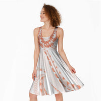 Aloha Lei Onaona Midi Dress Red Hawaiian Tribal Pattern - Polynesian Pride