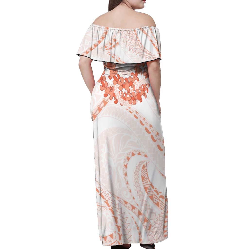 Aloha Lei Onaona Off Shoulder Maxi Dress Red Hawaiian Tribal Pattern