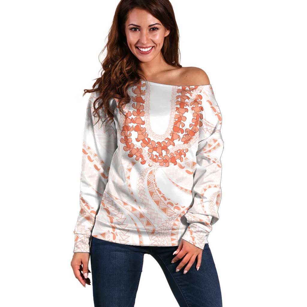 Aloha Lei Onaona Off Shoulder Sweater Red Hawaiian Tribal Pattern