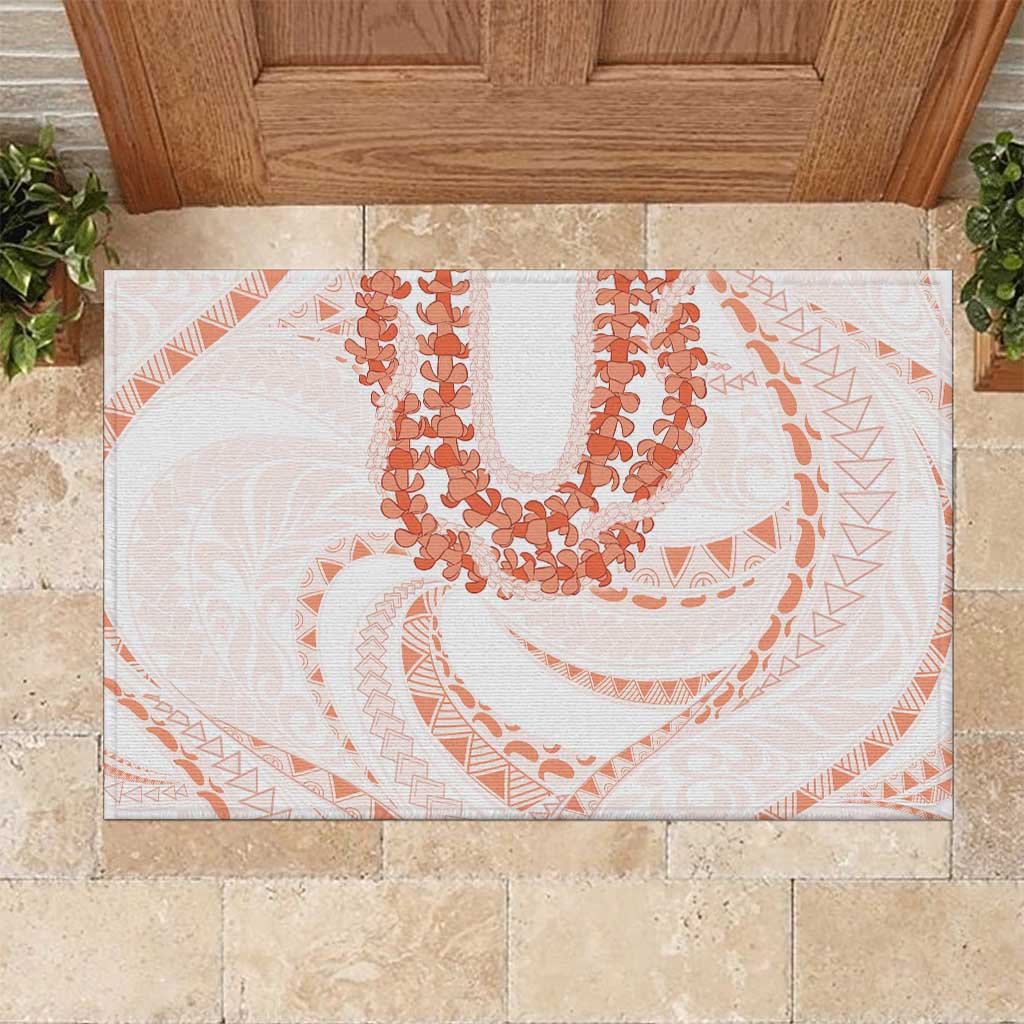 Aloha Lei Onaona Rubber Doormat Red Hawaiian Tribal Pattern