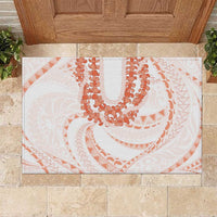 Aloha Lei Onaona Rubber Doormat Red Hawaiian Tribal Pattern