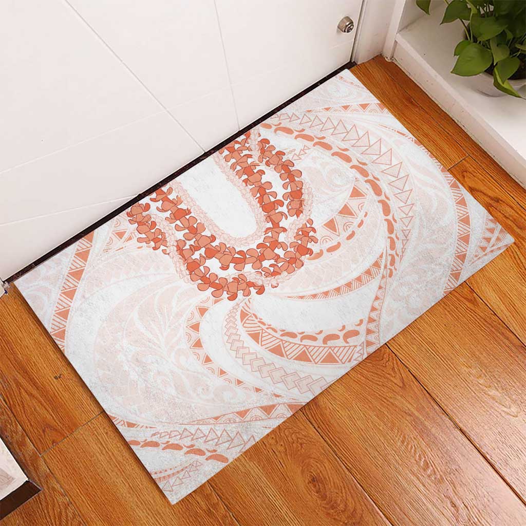 Aloha Lei Onaona Rubber Doormat Red Hawaiian Tribal Pattern