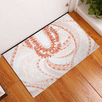 Aloha Lei Onaona Rubber Doormat Red Hawaiian Tribal Pattern