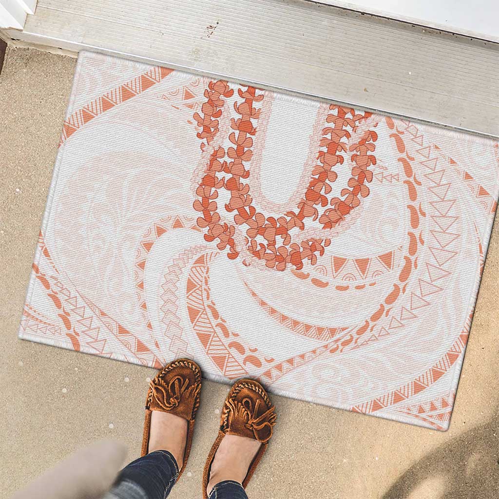 Aloha Lei Onaona Rubber Doormat Red Hawaiian Tribal Pattern
