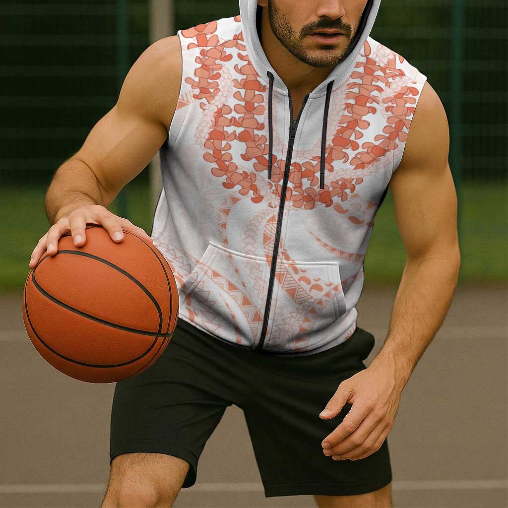 Aloha Lei Onaona Sleeveless Zip Hoodie Red Hawaiian Tribal Pattern LT9