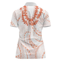 Aloha Lei Onaona Women Polo Shirt Red Hawaiian Tribal Pattern