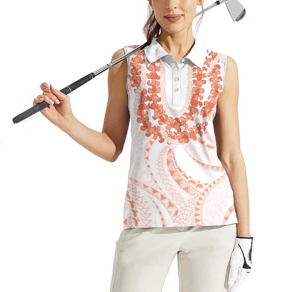 Aloha Lei Onaona Women Sleeveless Polo Shirt Red Hawaiian Tribal Pattern