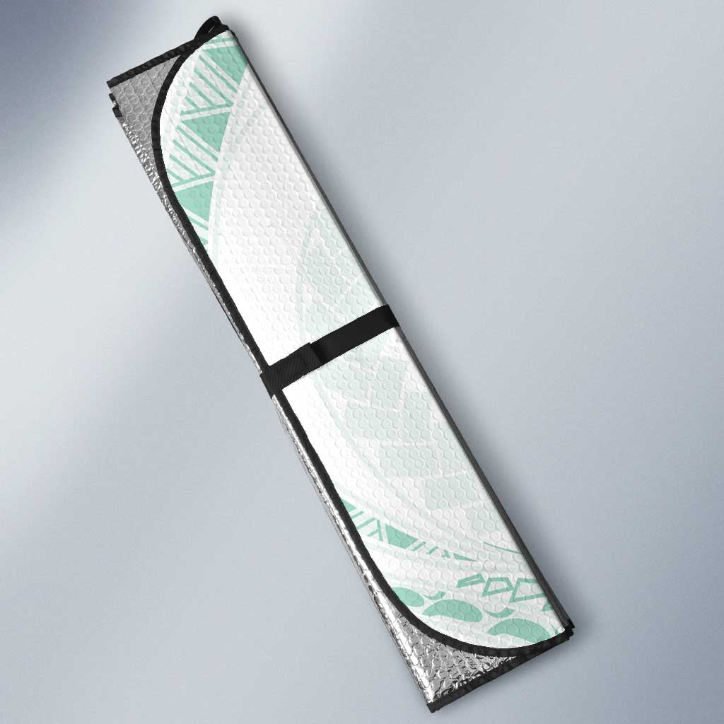 Aloha Lei Onaona Auto Sun Shade Sage Green Hawaiian Tribal Pattern - Polynesian Pride