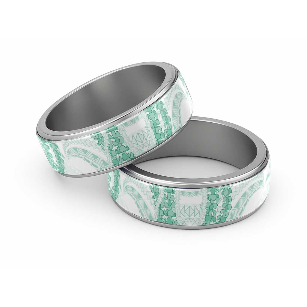 Aloha Lei Onaona Classic Ring Sage Green Hawaiian Tribal Pattern - Polynesian Pride