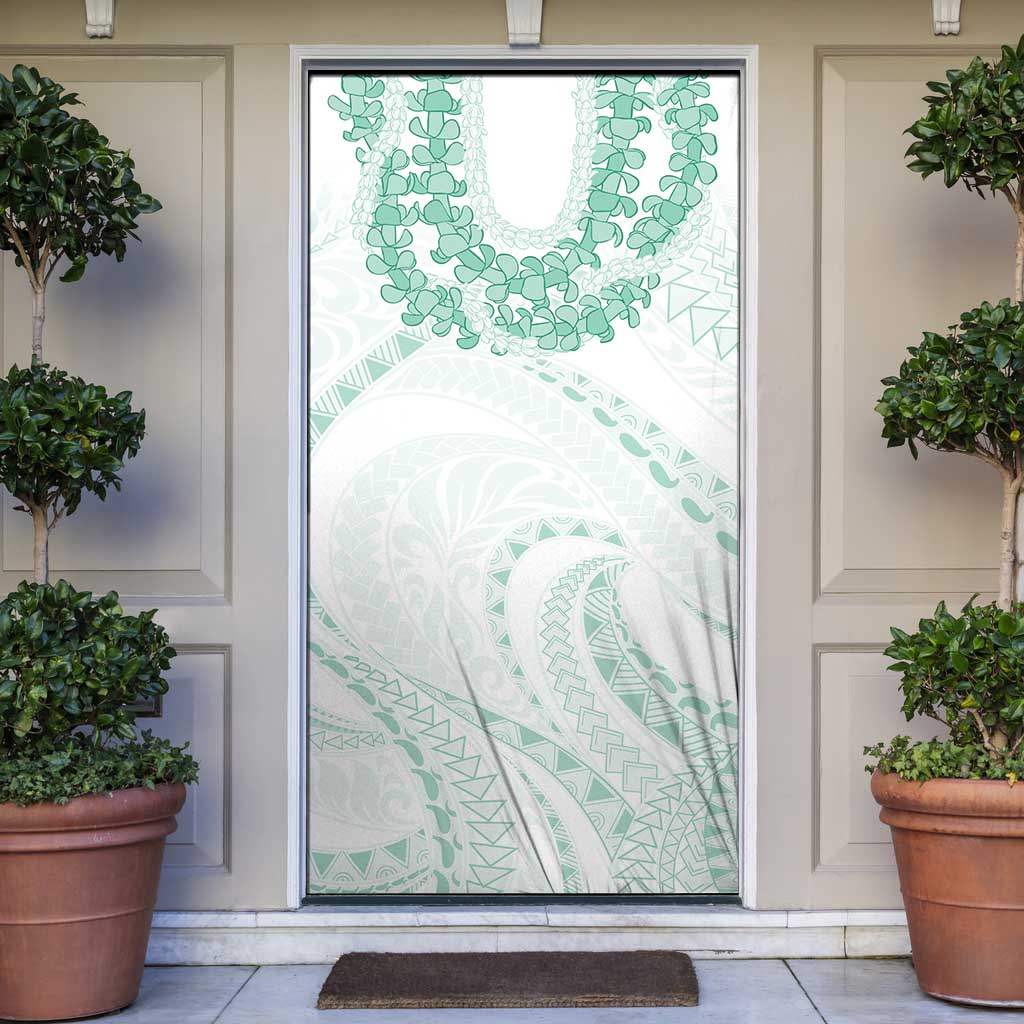 Aloha Lei Onaona Door Cover Sage Green Hawaiian Tribal Pattern - Polynesian Pride