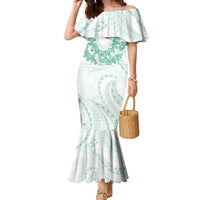 Aloha Lei Onaona Family Matching Mermaid Dress and Hawaiian Shirt Sage Green Hawaiian Tribal Pattern