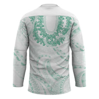Aloha Lei Onaona Hockey Jersey Sage Green Hawaiian Tribal Pattern - Polynesian Pride