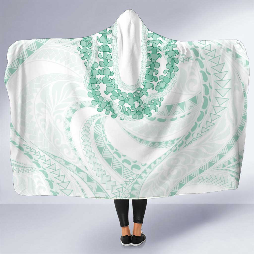 Aloha Lei Onaona Hooded Blanket Sage Green Hawaiian Tribal Pattern