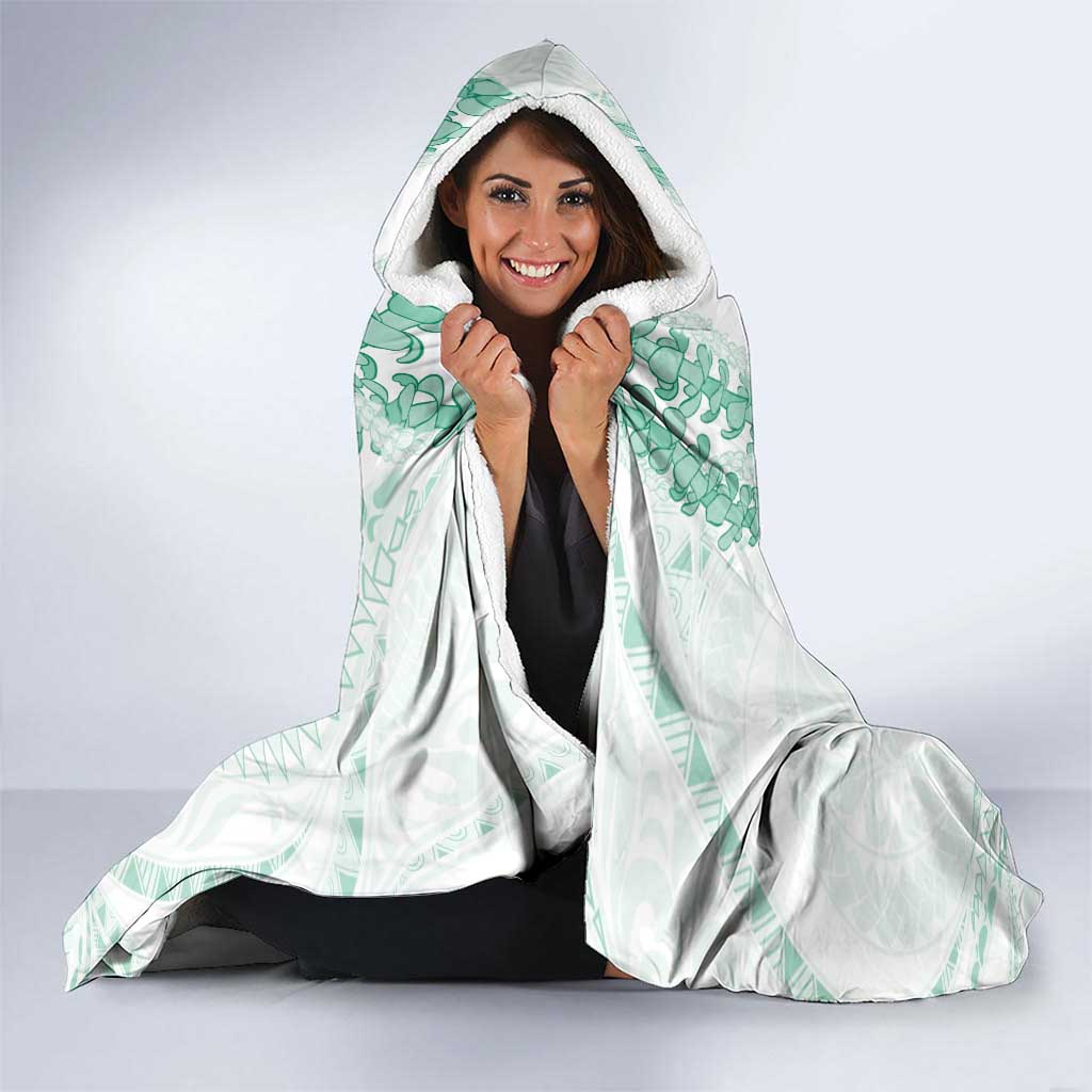 Aloha Lei Onaona Hooded Blanket Sage Green Hawaiian Tribal Pattern