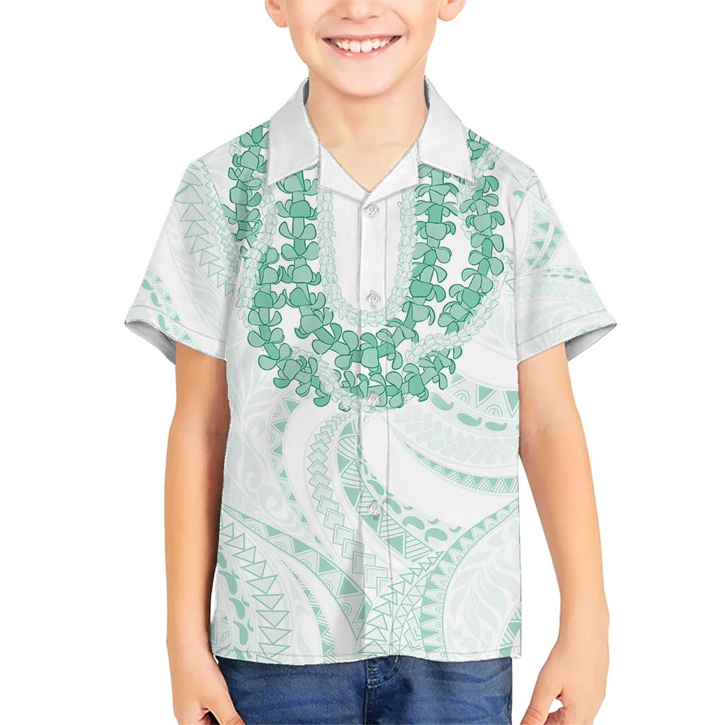 Aloha Lei Onaona Kid Hawaiian Shirt Sage Green Hawaiian Tribal Pattern LT9 Kid Green - Polynesian Pride