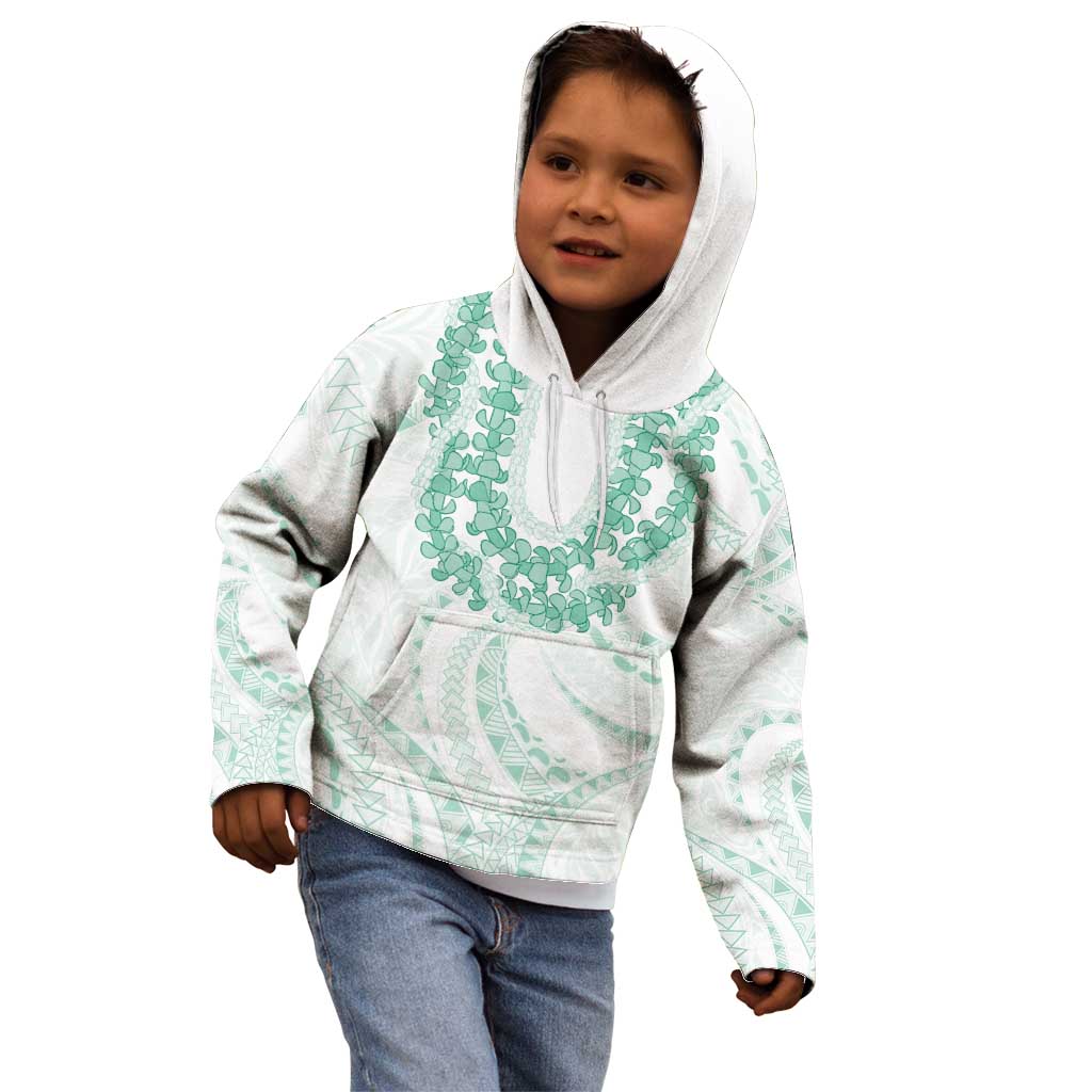 Aloha Lei Onaona Kid Hoodie Sage Green Hawaiian Tribal Pattern
