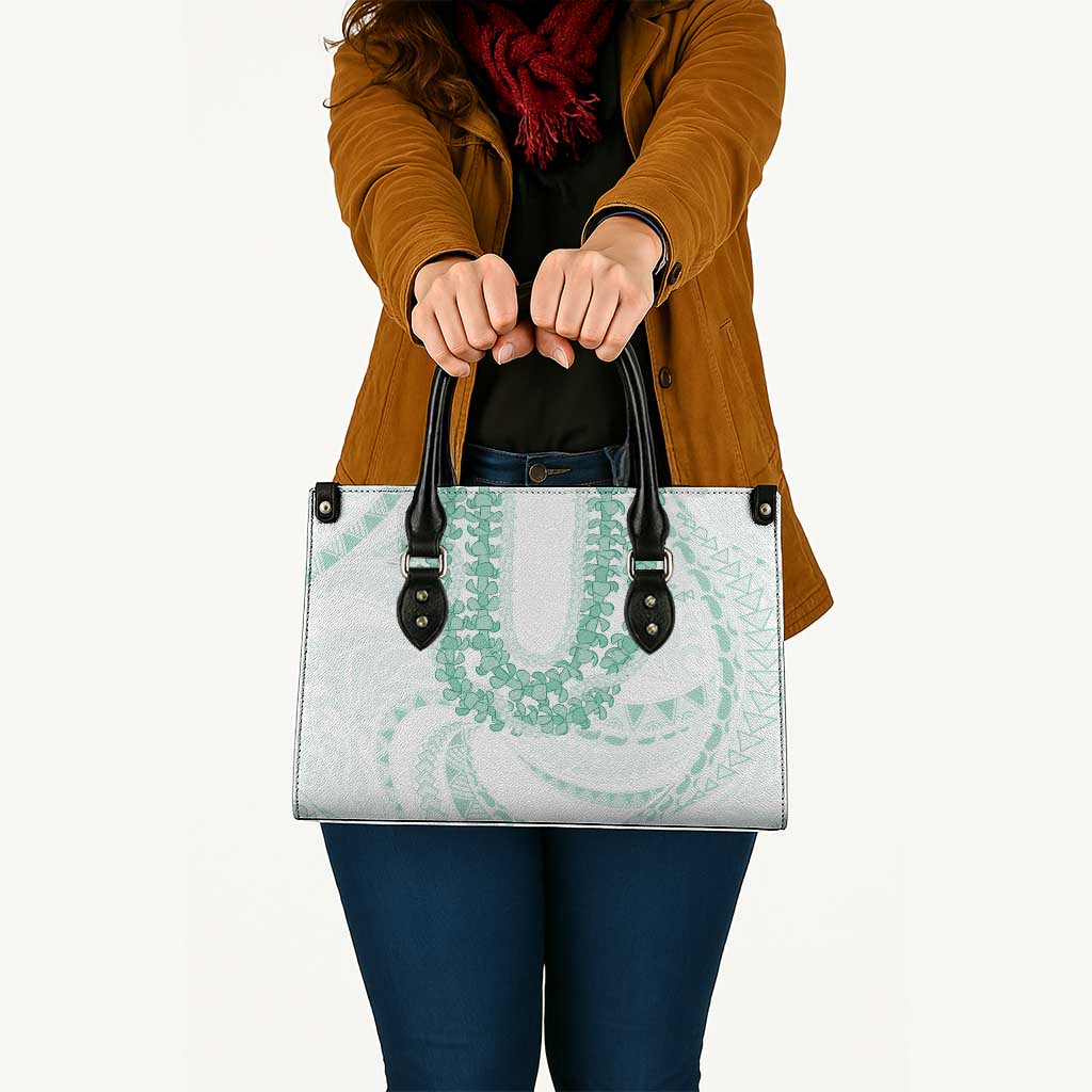 Aloha Lei Onaona Leather Bag Sage Green Hawaiian Tribal Pattern - Polynesian Pride