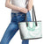 Aloha Lei Onaona Leather Tote Bag Sage Green Hawaiian Tribal Pattern