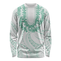 Aloha Lei Onaona Long Sleeve Shirt Sage Green Hawaiian Tribal Pattern