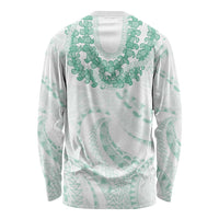 Aloha Lei Onaona Long Sleeve Shirt Sage Green Hawaiian Tribal Pattern