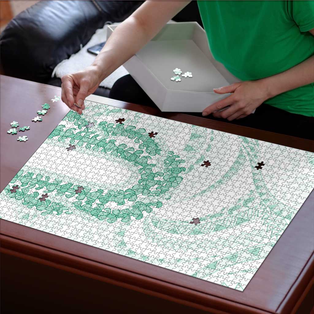 Aloha Lei Onaona Puzzle Sage Green Hawaiian Tribal Pattern - Polynesian Pride