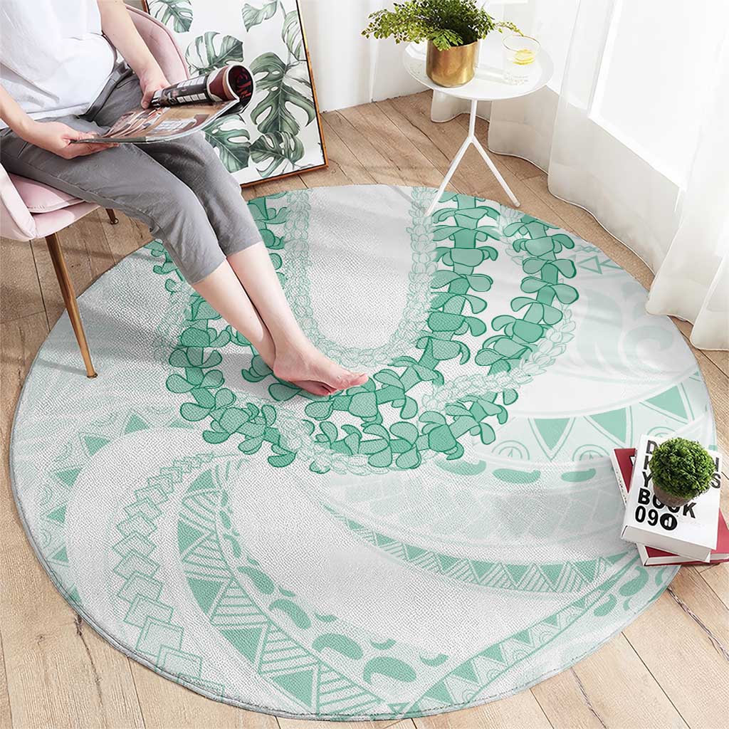 Aloha Lei Onaona Round Carpet Sage Green Hawaiian Tribal Pattern