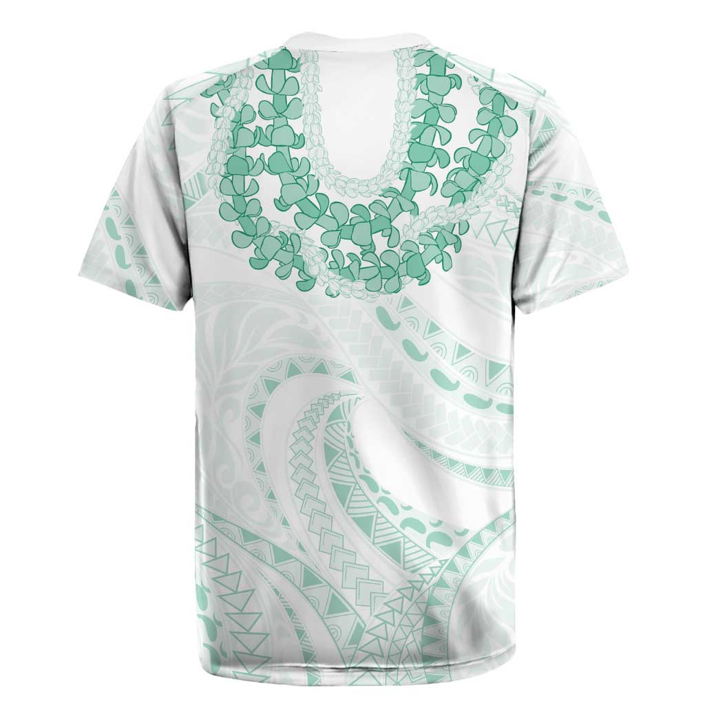 Aloha Lei Onaona Rugby Jersey Sage Green Hawaiian Tribal Pattern