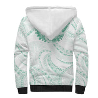 Aloha Lei Onaona Sherpa Hoodie Sage Green Hawaiian Tribal Pattern