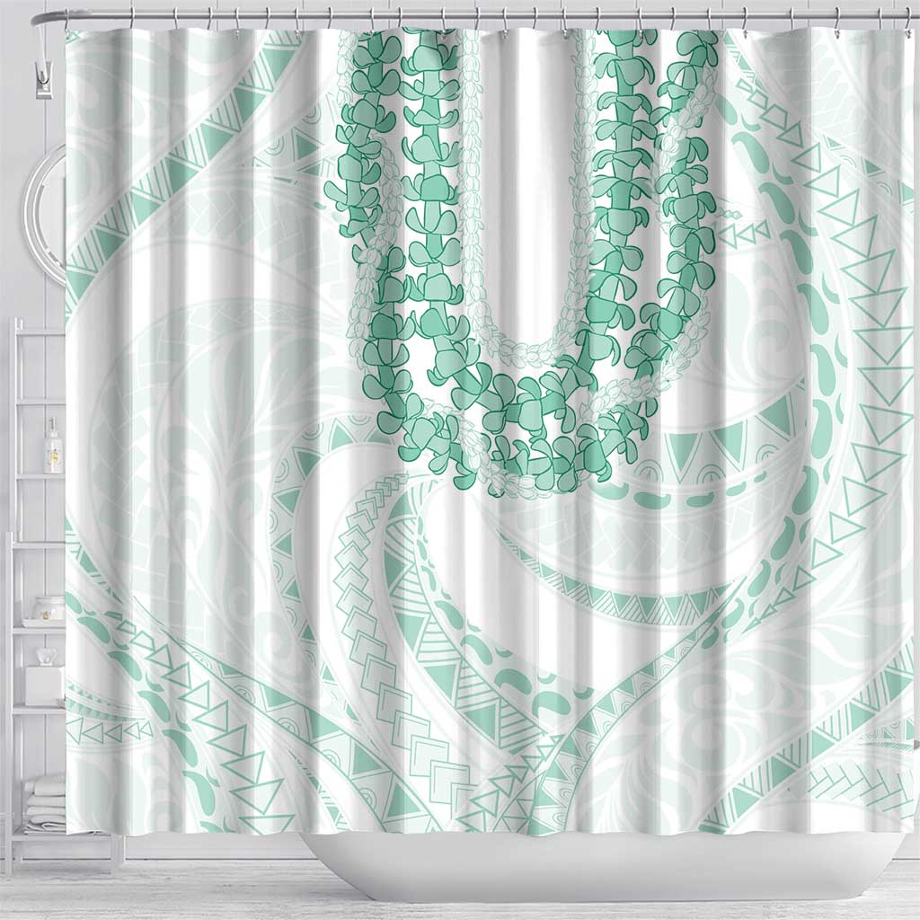 Aloha Lei Onaona Shower Curtain Sage Green Hawaiian Tribal Pattern