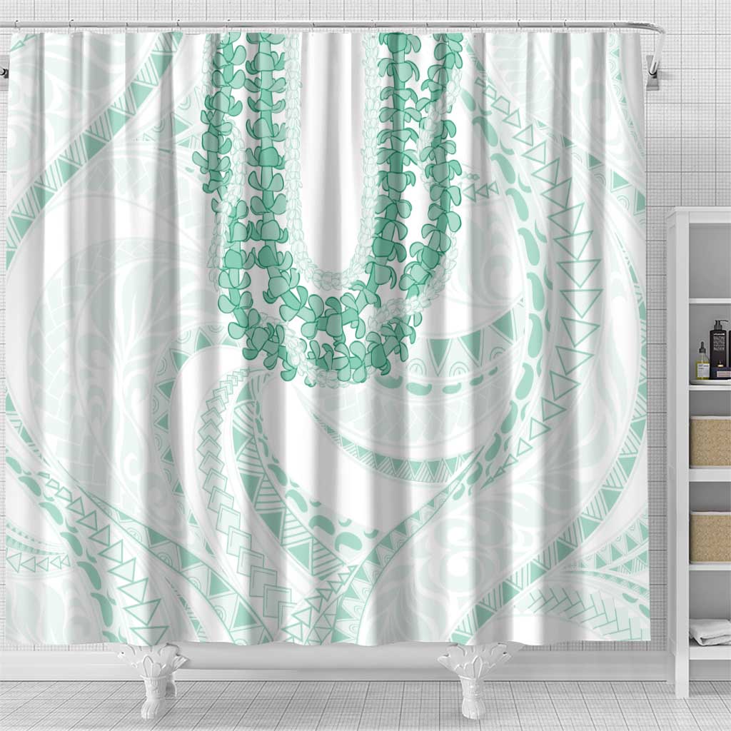Aloha Lei Onaona Shower Curtain Sage Green Hawaiian Tribal Pattern