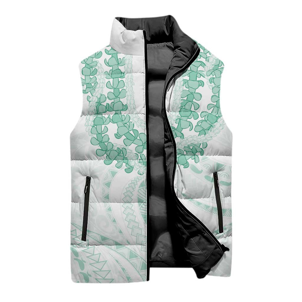 Aloha Lei Onaona Sleeveless Puffer Jacket Sage Green Hawaiian Tribal Pattern - Polynesian Pride