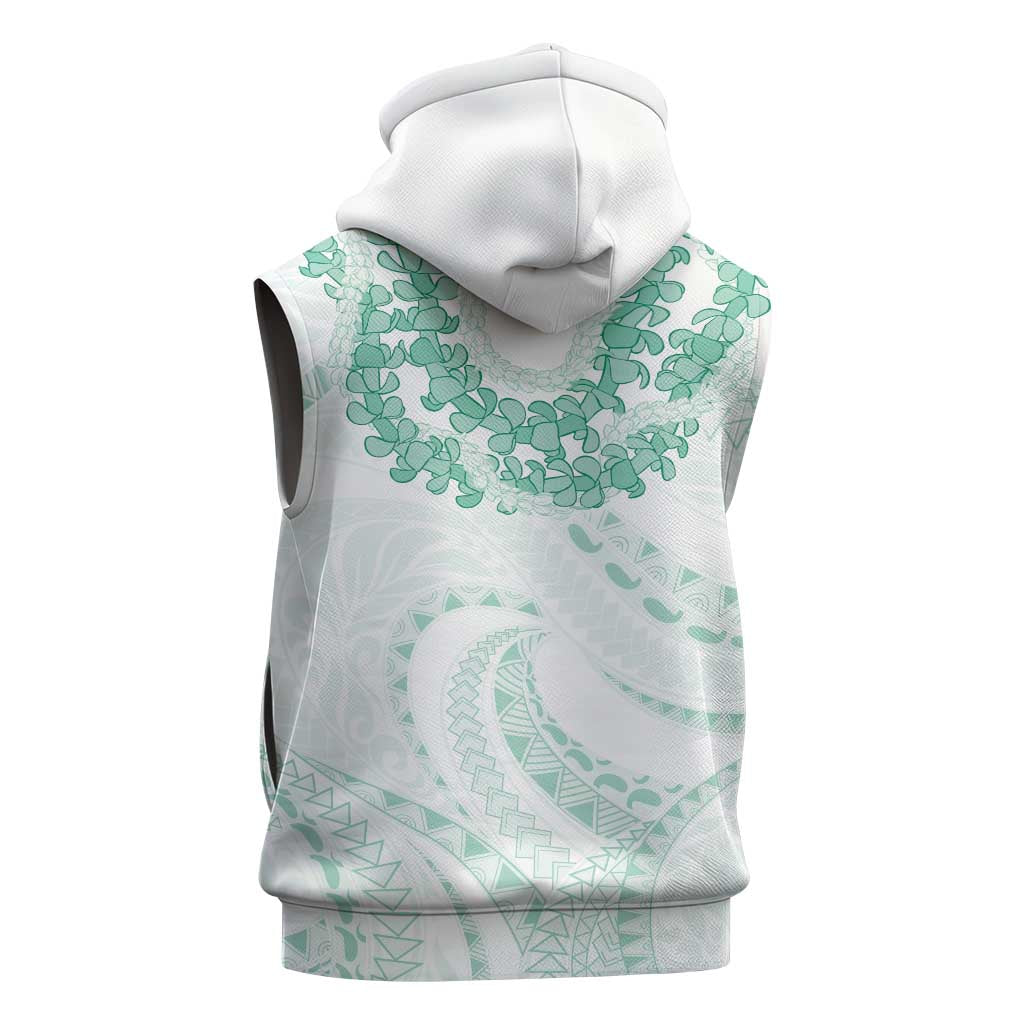 Aloha Lei Onaona Sleeveless Zip Hoodie Sage Green Hawaiian Tribal Pattern LT9