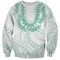 Aloha Lei Onaona Sweatshirt Sage Green Hawaiian Tribal Pattern