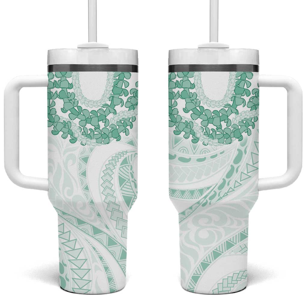 Aloha Lei Onaona Tumbler With Handle Sage Green Hawaiian Tribal Pattern
