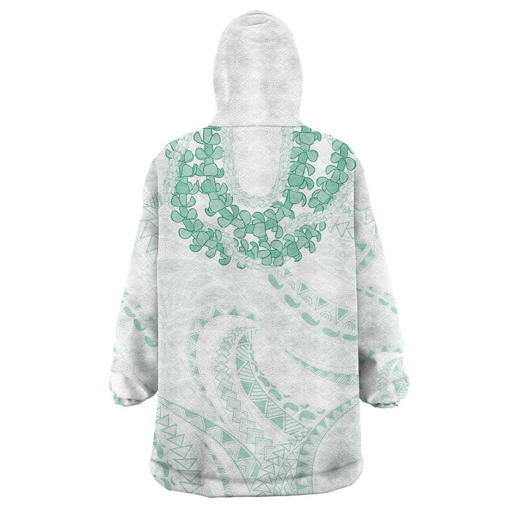 Aloha Lei Onaona Wearable Blanket Hoodie Sage Green Hawaiian Tribal Pattern