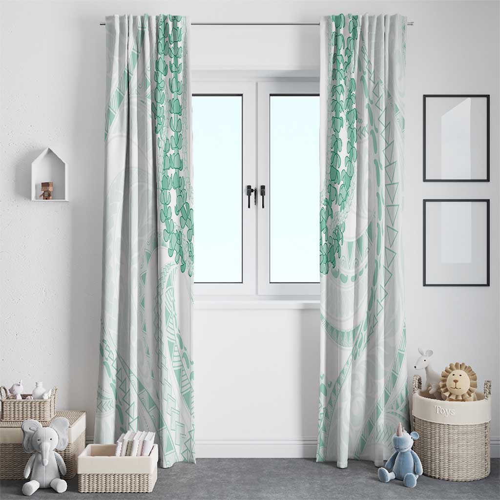 Aloha Lei Onaona Window Curtain Sage Green Hawaiian Tribal Pattern