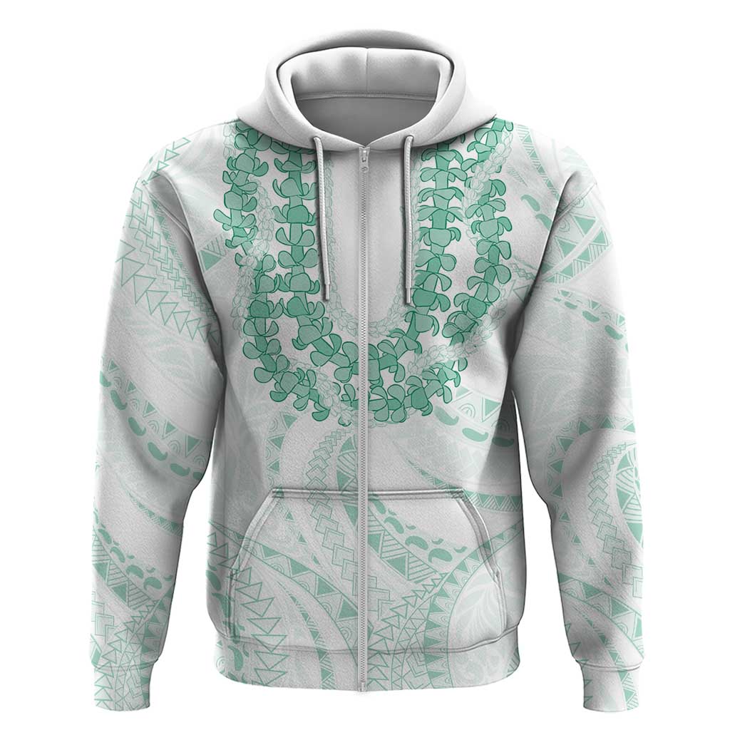 Aloha Lei Onaona Zip Hoodie Sage Green Hawaiian Tribal Pattern LT9 Zip Hoodie Green - Polynesian Pride